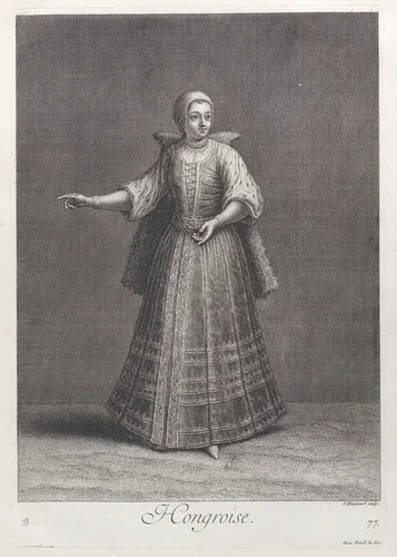 Hongroise, plate 77 from "Recueil de cent estampes représentent differentes nations du Levant" by Jean Baptiste Vanmour, print, 1714-1715
