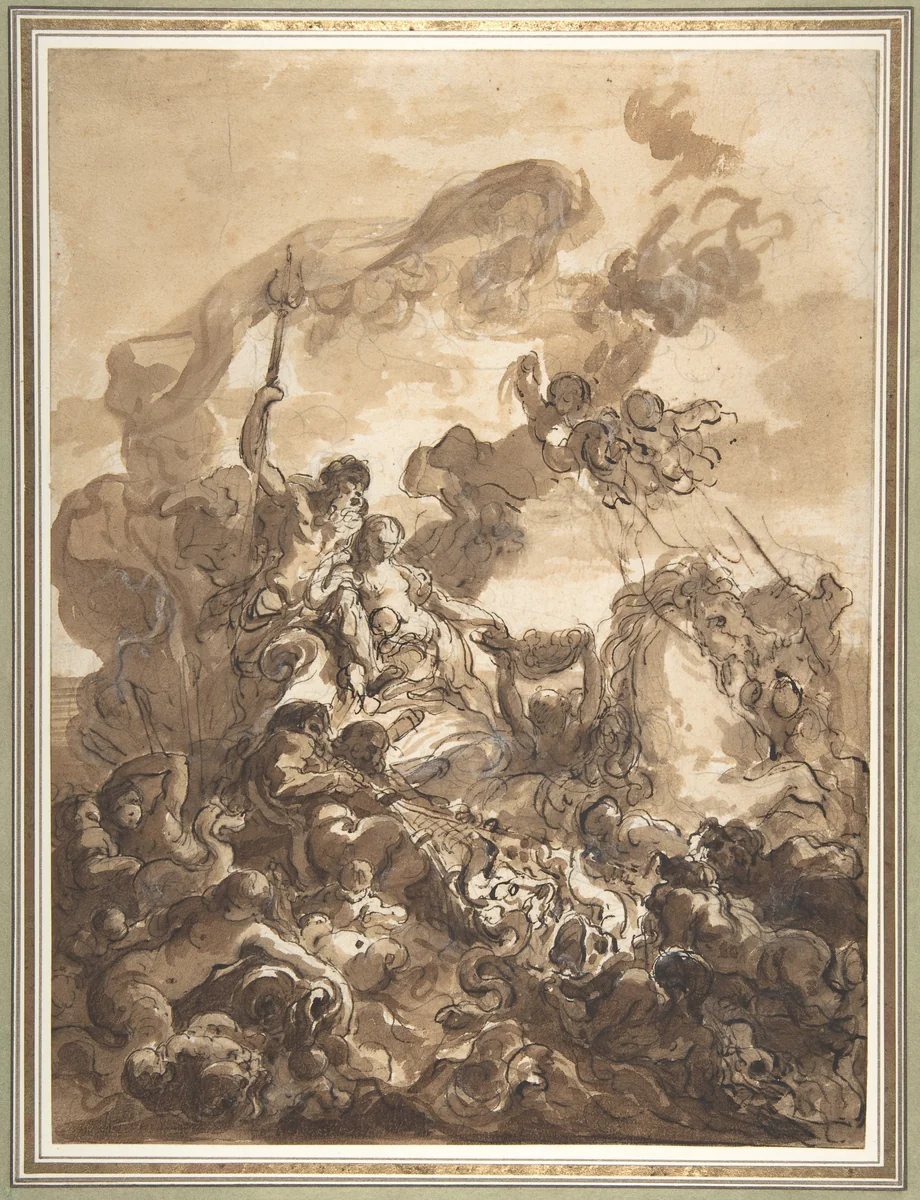 Allegory of Fishery: Neptune and Amphitrite by Gabriel François Doyen, drawing, 1768