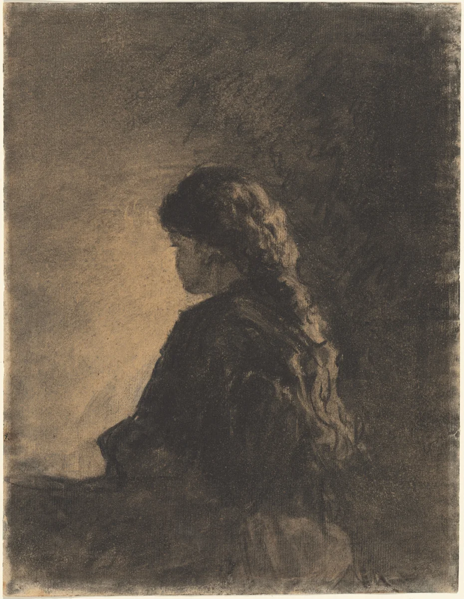 Seated Girl by William Morris Hunt, drawing, 1875