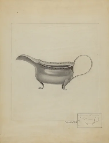 Silver Sauce Boat by Francisco Alvarez, index of american design, 1936