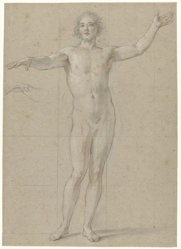 Staand mannelijk naakt by Charles-Antoine Coypel, drawing, 1704-1752