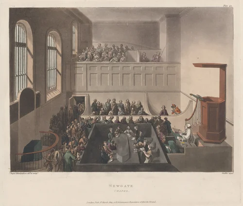 Newgate Chapel by Thomas Rowlandson, print, 1809