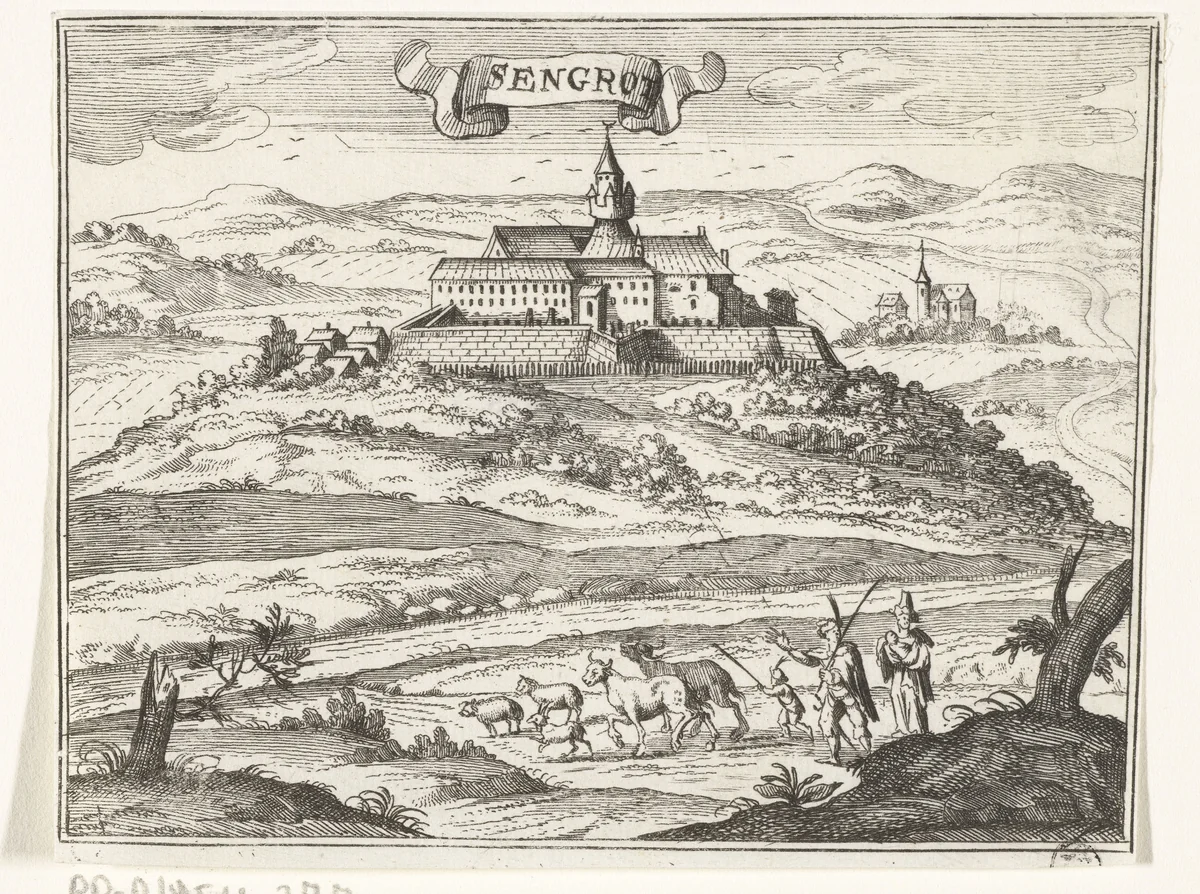 Gezicht op Zalaszentgrót by Gaspar Bouttats, print, 1686