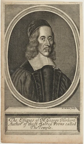 George Herbert, Prebendary of Lincoln, Poet by Robert White, print, 1674