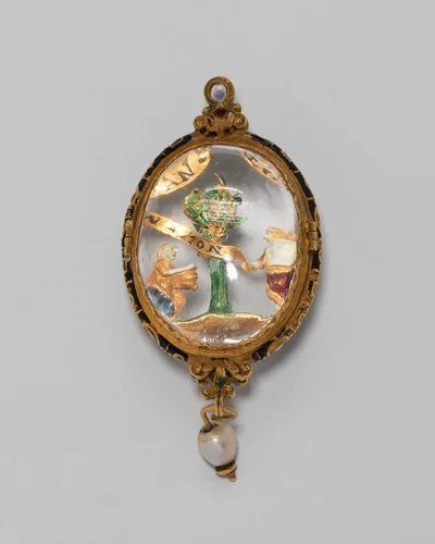 Pendant with Christ Appearing to Saint Mary Magdalene by European, metalwork, 1575-1625