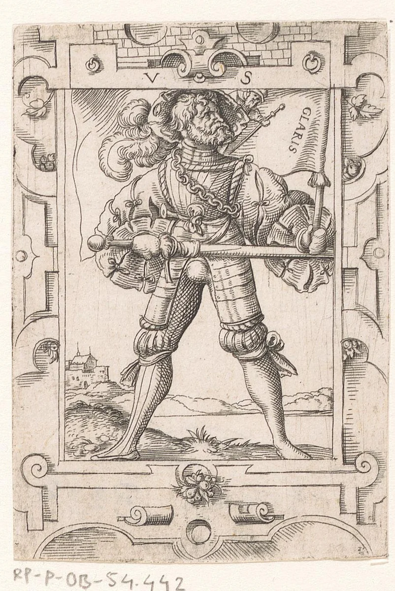 Vaandeldrager met vaandel van Glarus by Unknown, print, 1524-1562