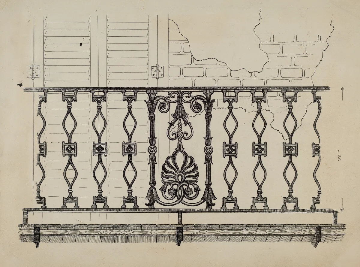 Cast Iron Balcony Rail by Ray Price, index of american design, 1936