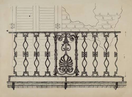 Cast Iron Balcony Rail by Ray Price, index of american design, 1936