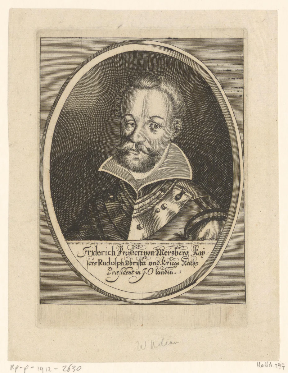 Portret van Friedrich von Mersberg by Wolfgang Kilian, print, 1591-1662