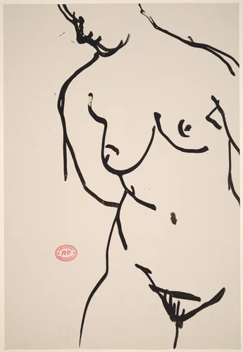 Untitled [torso of a standing female nude with arms behind] by Richard Diebenkorn, drawing, 1955-1967