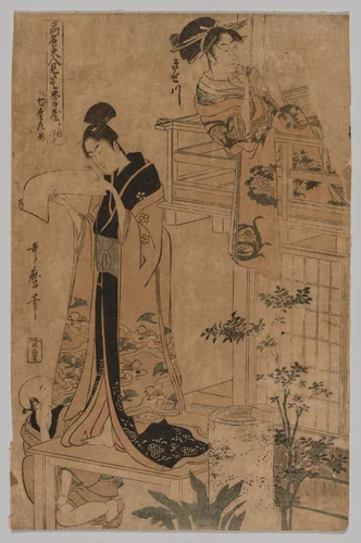 Act VII from the series The Storehouse of Loyal Retainers As Portrayed by Famous Beauties in Twelve Leaves by Kitagawa Utamaro (喜多川歌麿), print, 1794-1795