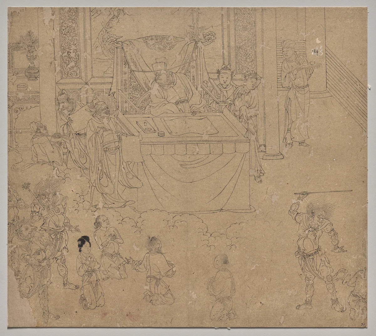 Album of Daoist and Buddhist Themes: Kings of Hells: Leaf 35 by Unknown, painting, 1200-1299