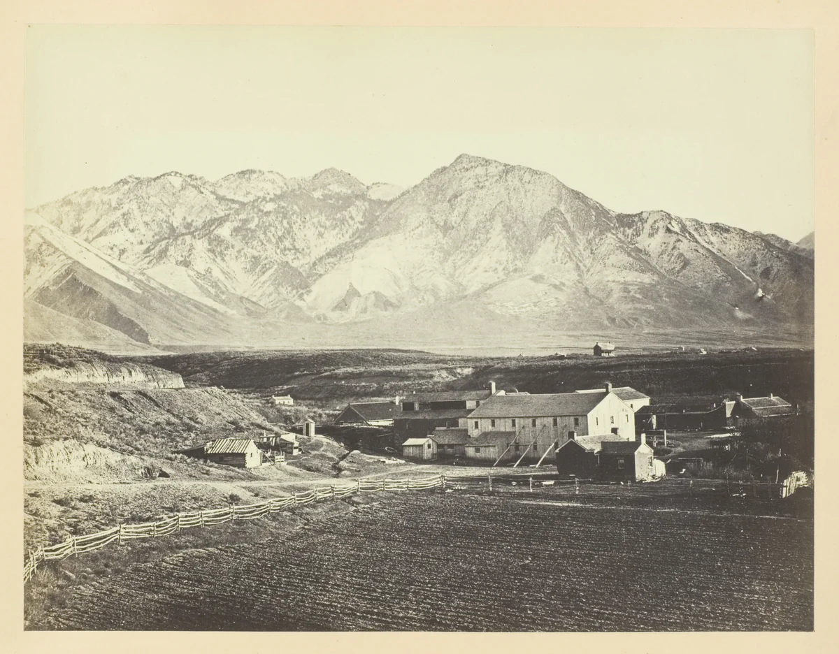 Wasatch Range of Rocky Mountains, From Brigham Young's Woolen Mills by Andrew J. Russell, photograph, 1868-1869