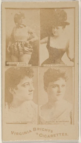 Florence Baker, Corsair Co./ Fannie Batchelder/ Clara Davenport/ Marion Blanchard, from the Actors and Actresses series (N45, Type 4) for Virginia Brights Cigarettes by Allen & Ginter, photograph, 1885-1891