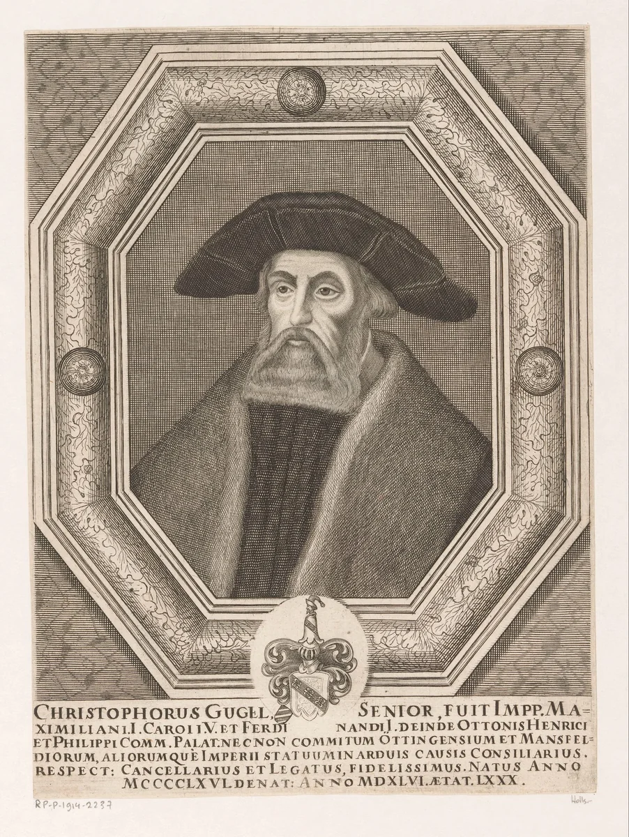 Portret van Christoph I Gugel by Johann Alexander Böner, print, 1657-1720