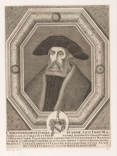 Portret van Christoph I Gugel by Johann Alexander Böner, print, 1657-1720