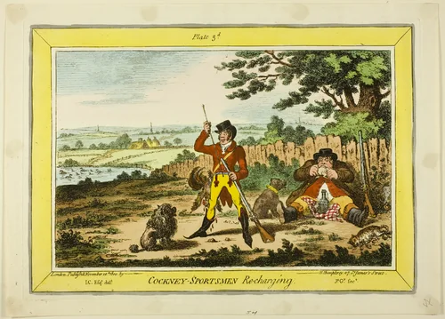 Cockney Sportsmen Recharging by James Gillray, print, 1800