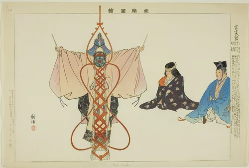 Fuji Taiko, from the series "Pictures of No Performances (Nogaku Zue)" by Tsukioka Kogyo, print, 1893-1903