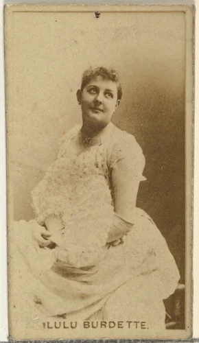 Lulu Burdette, from the Actors and Actresses series (N145-8) issued by Duke Sons & Co. to promote Duke Cigarettes by W. Duke, Sons & Co., photograph, 1890-1895