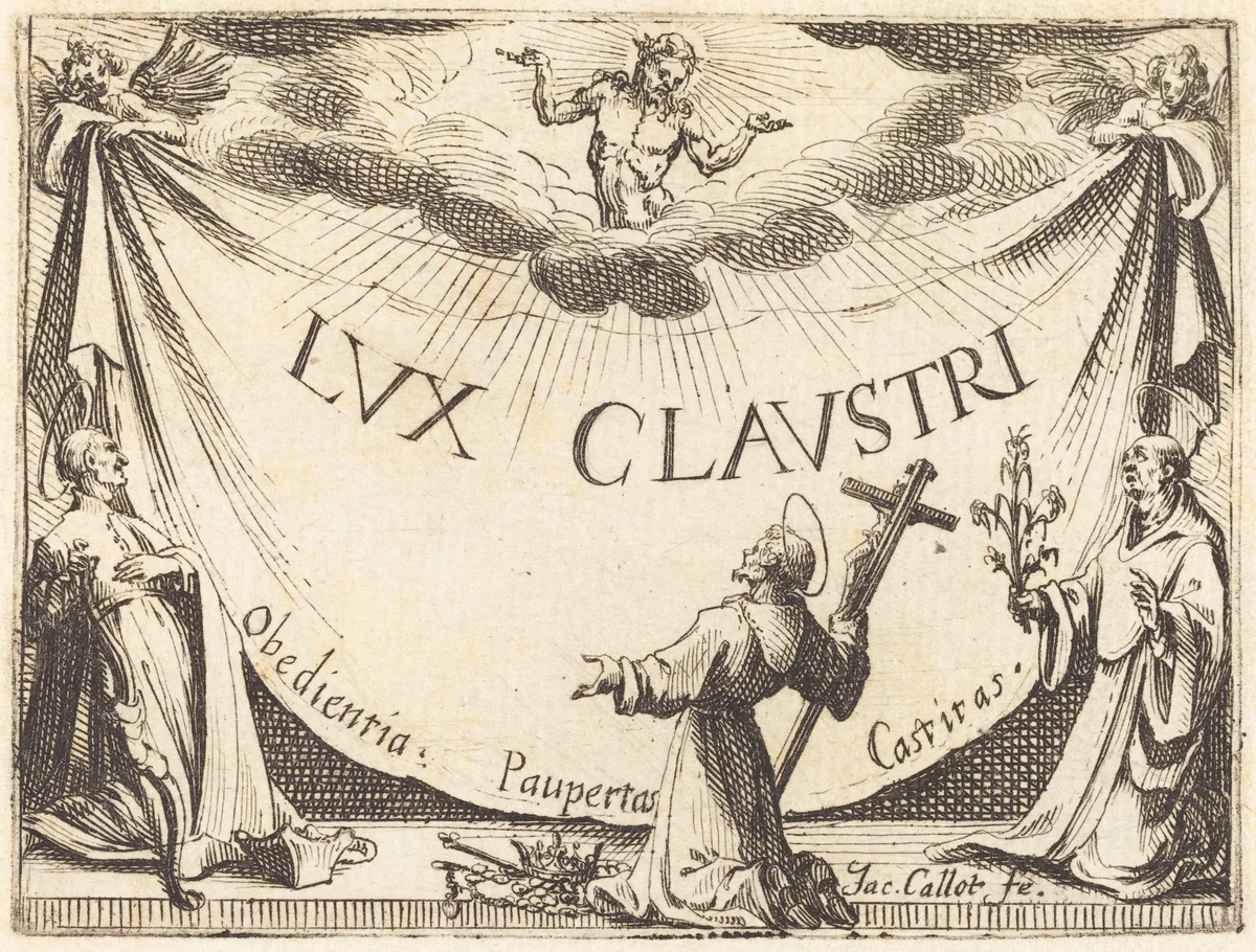 Frontispiece for "The Light of the Cloister" by Jacques Callot, print, 1628