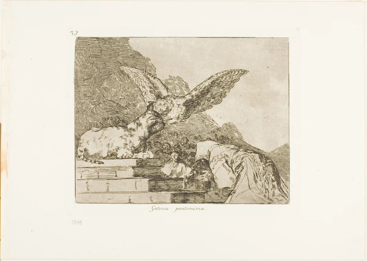 Feline pantomime, plate 73 from The Disasters of War by Francisco José de Goya, print, 1815-1820