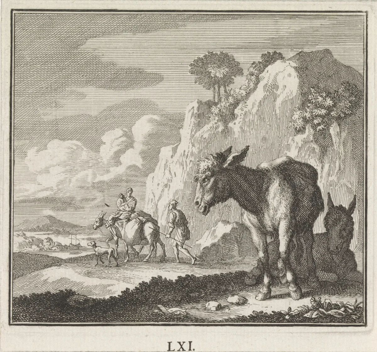 Embleem: ezel by Caspar Luyken, print, 1700