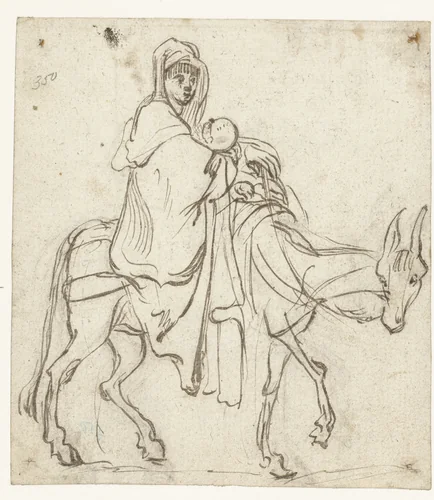 De vlucht naar Egypte by Jan Philipsz, drawing, 1600-1631