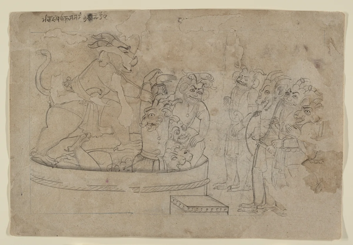 Mara Bringing the Demons to Life by Seu Family, painting, 1736-1770