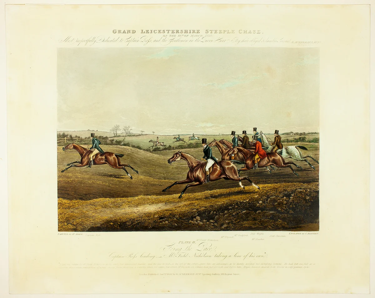 Going the Pace, from The Grand Steeplechase over Leicestershire by Charles Bentley
Henry Alken
R.A. Ackermann, print, 1830