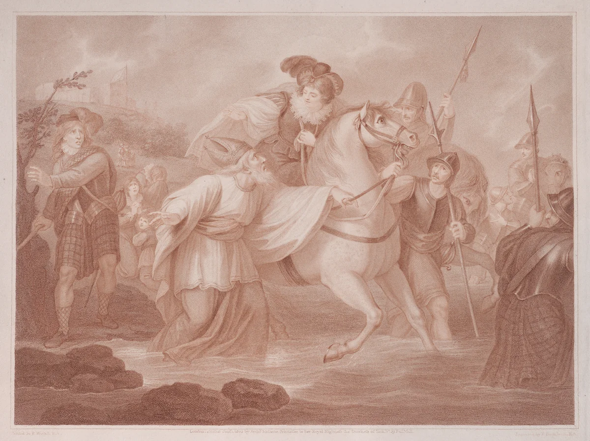 The Flight of Mary Queen of Scots to England by Francesco Bartolozzi, print, 1794