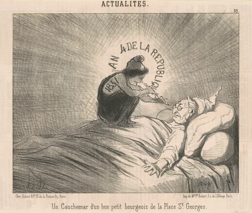 Un cauchemar d'un ...Bourgeois de la Place St. Georges by Honoré Daumier, print, 1851