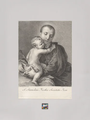 Saint Stanislaus Kostka holding the Christ child in his arms by Joseph Wagner, print, 1725-1780