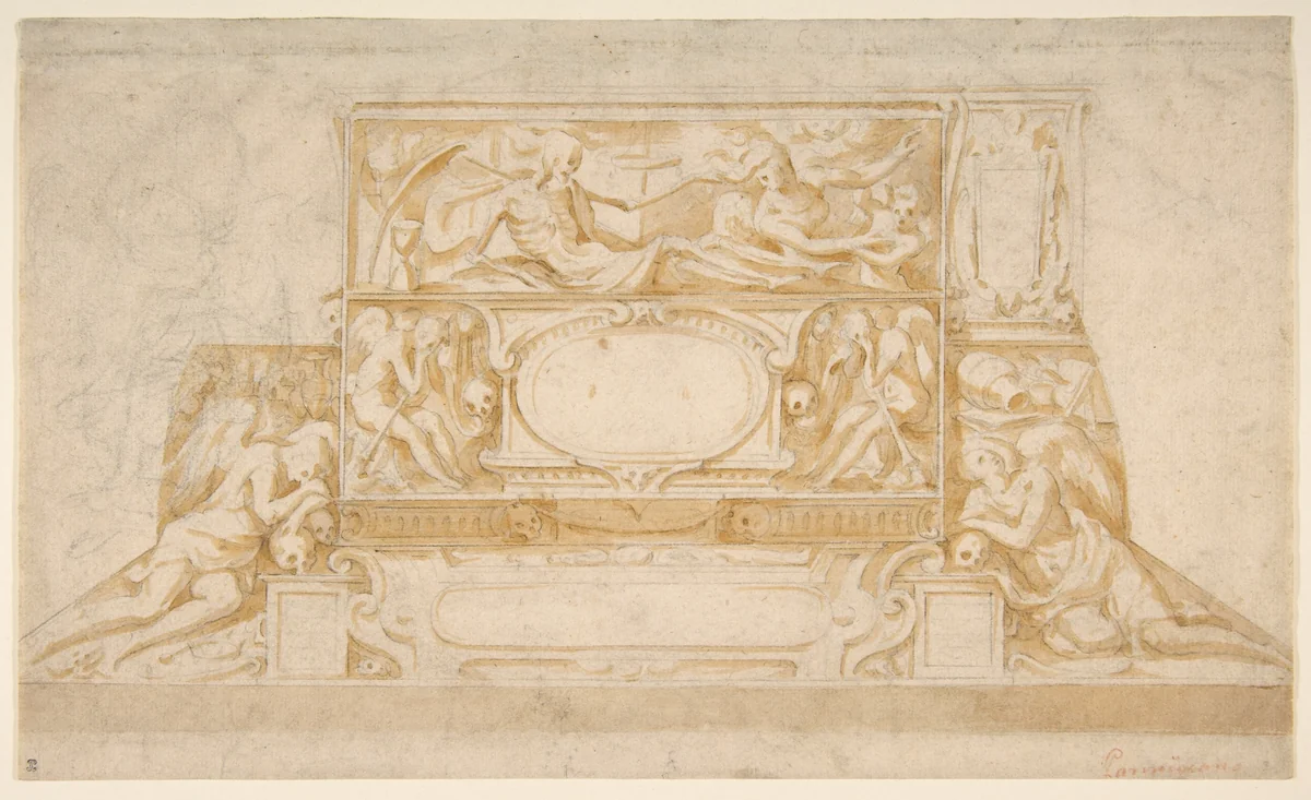 Design for a Funerary Monument by Francesco Salviati, drawing, 1510-1563