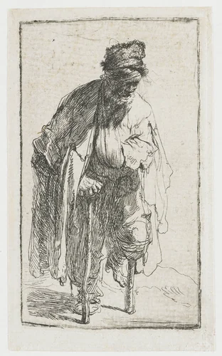Bedelaar met een houten been by Rembrandt van Rijn, print, 1630
