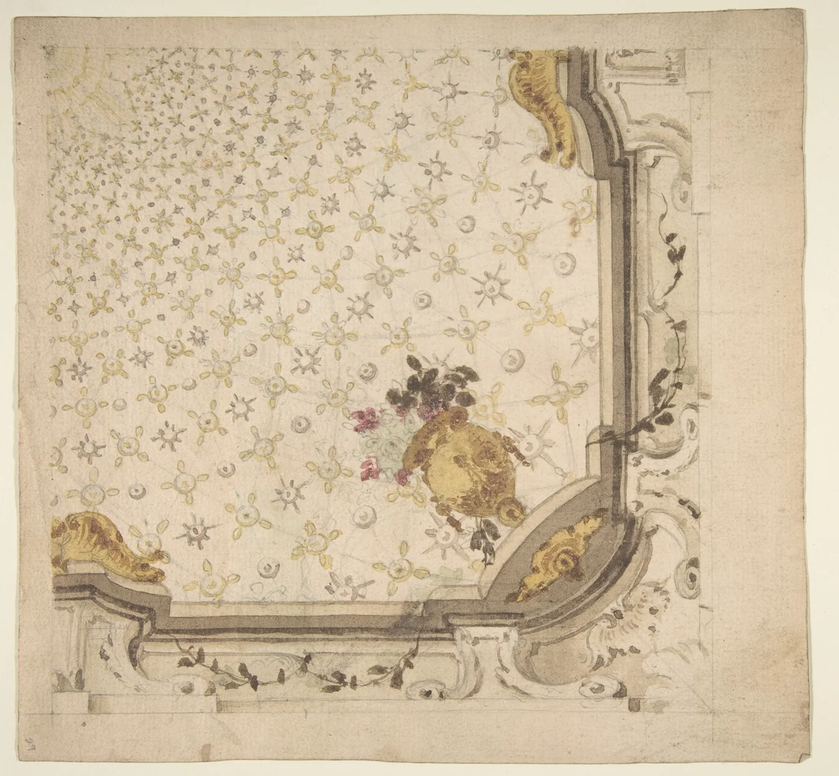 Design for Ceiling by Leonardo Marini, drawing, 1700-1800