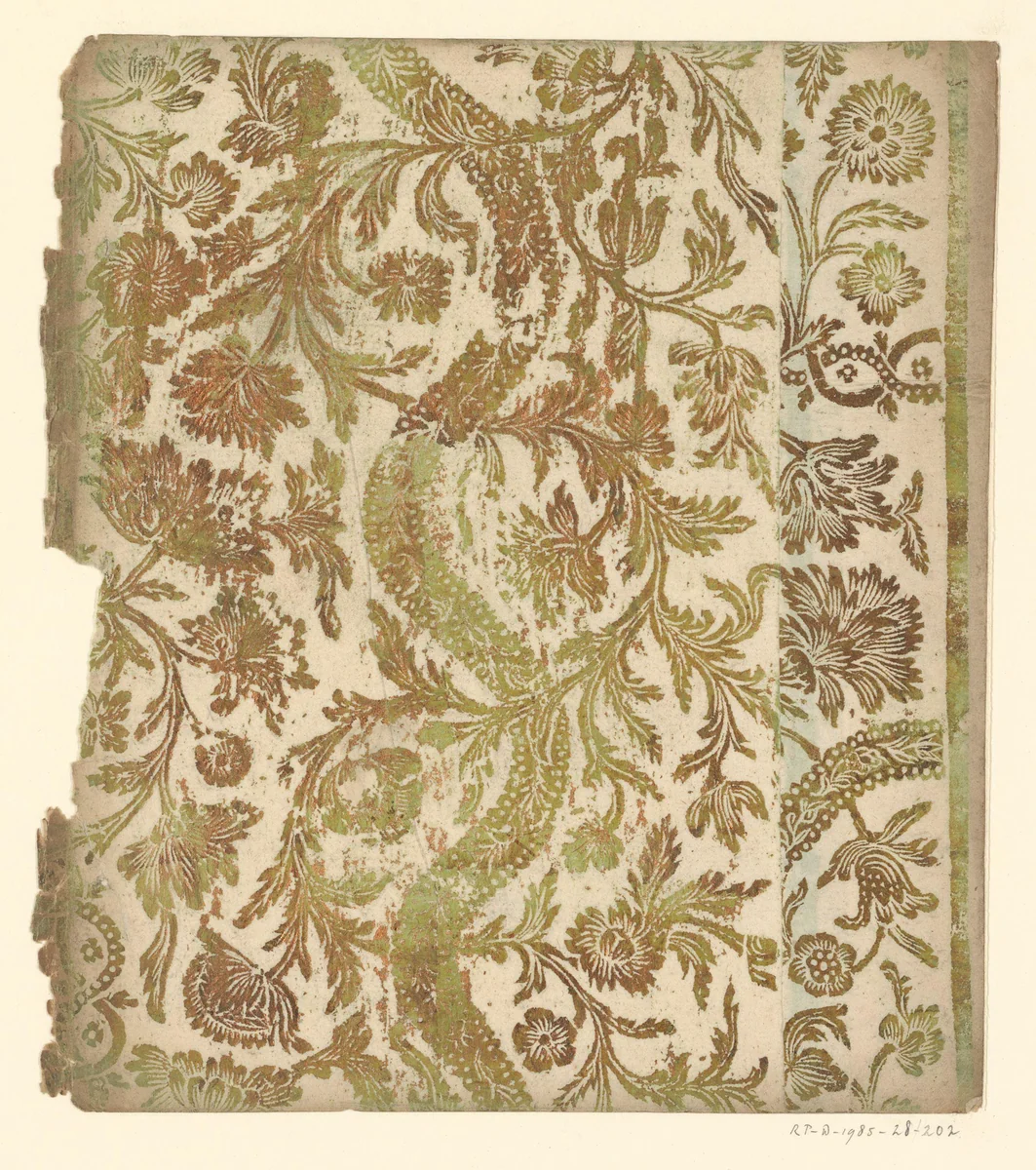 Blad met slingerende ranken met bloemen by anonymous, other, 1750-1900