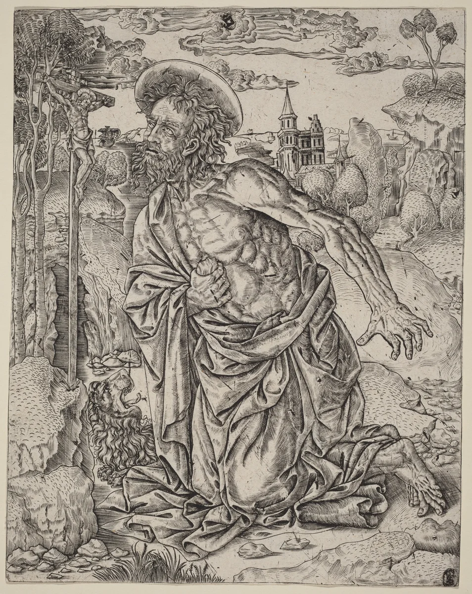 Saint Jerome in Penitence by None, print, 1500-1515