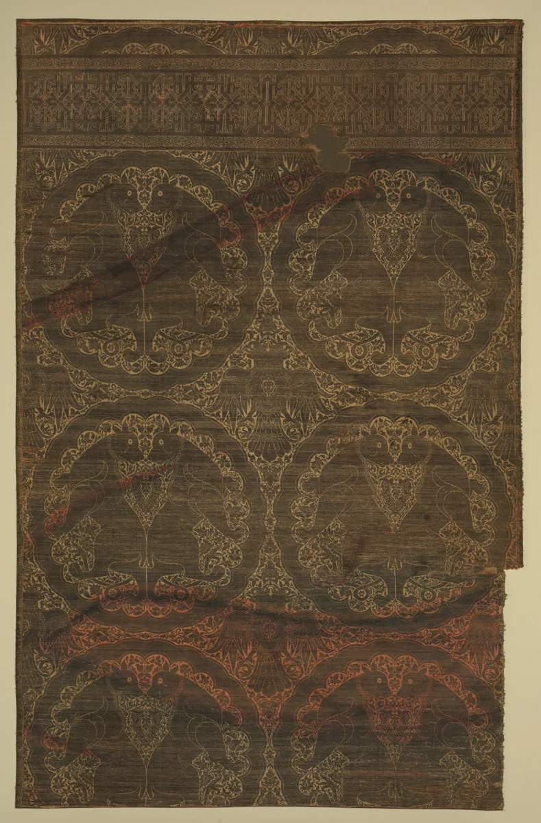 Cloth of gold with felines and eagles by Unknown, textile, 1225-1275