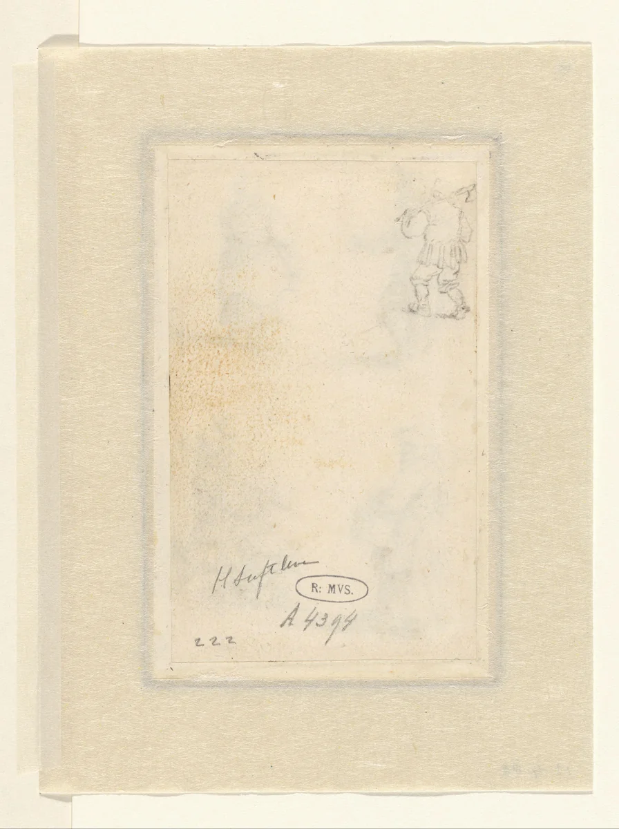 Lopende man met een bijl by Herman Saftleven, drawing, 1619-1685