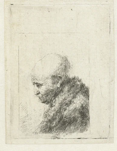Bald headed man in profile right: small bust, the artist's father (?) by anonymous, print, 1630