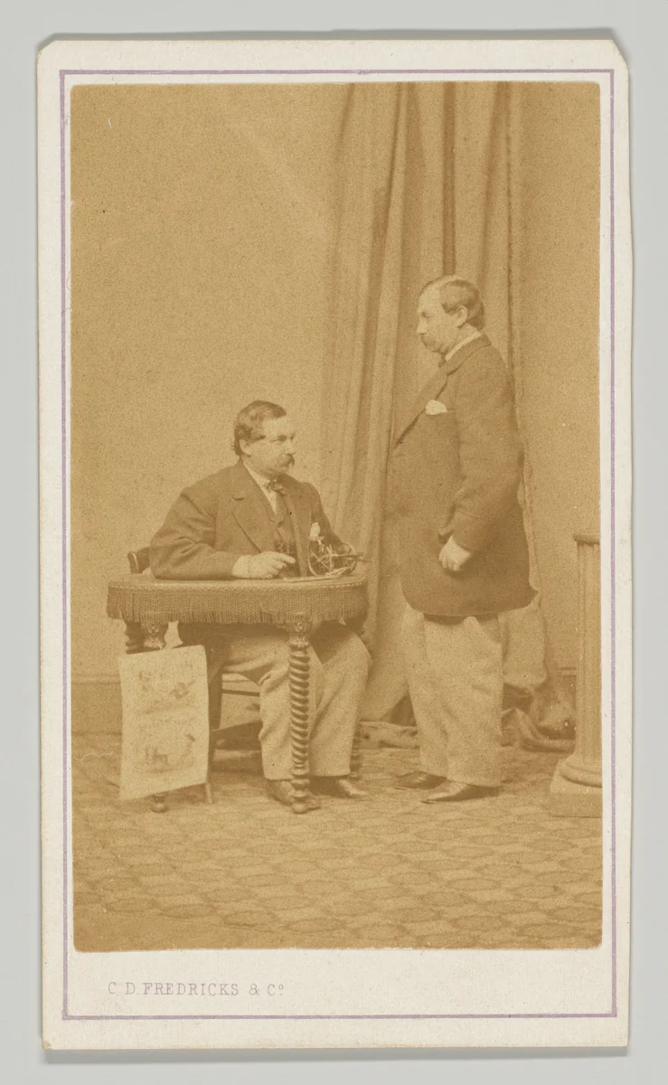 [Double Portrait of Man Seated and Standing at a Desk] by Charles DeForest Fredricks, photograph, 1860-1869