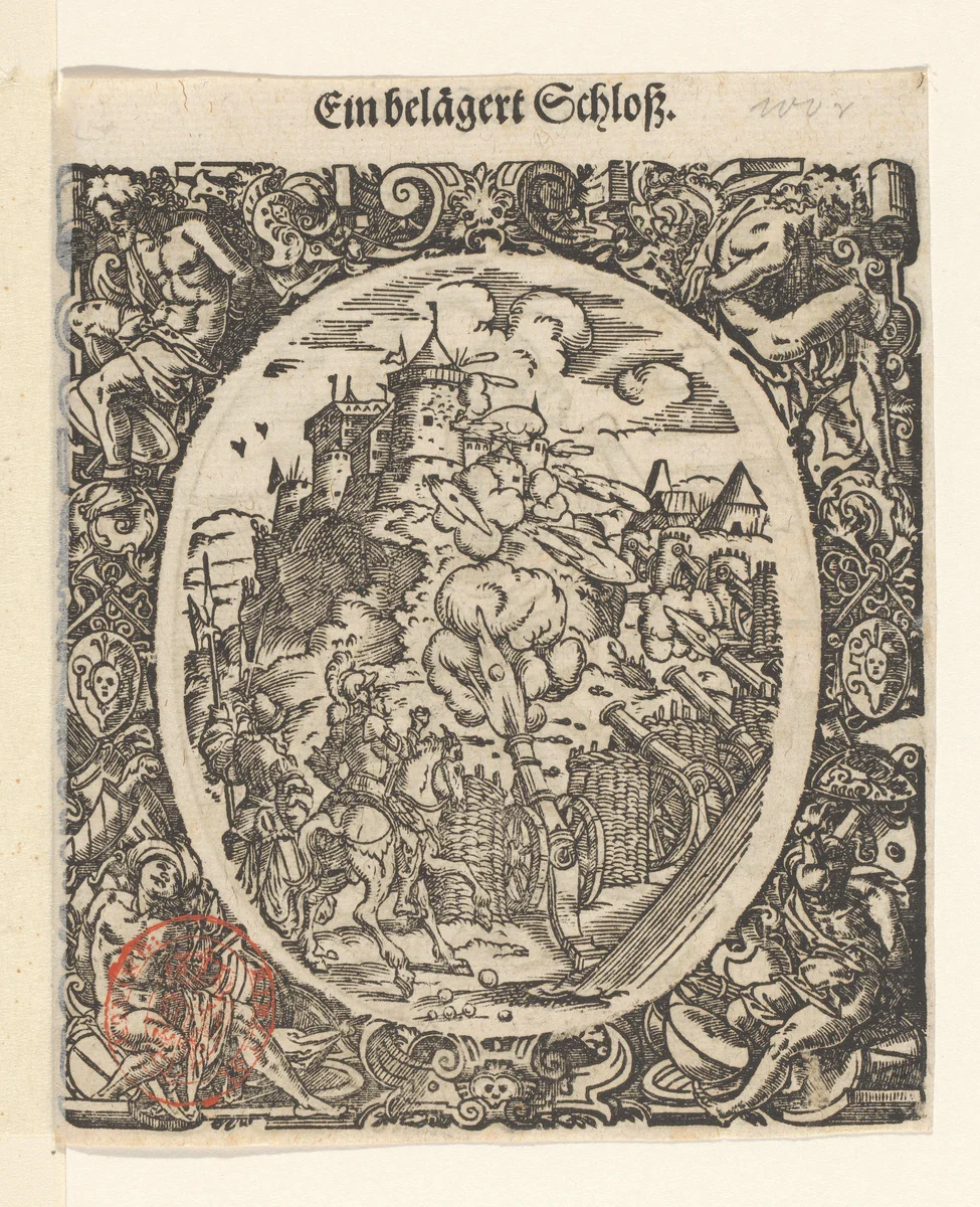 Beleg van een kasteel by Jost Amman, print, 1573