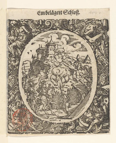 Beleg van een kasteel by Jost Amman, print, 1573
