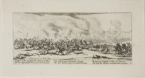 The Battle, plate three from The Miseries of War by Jacques Callot, print, 1633