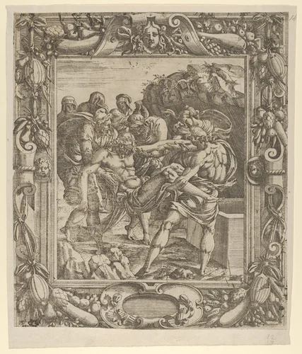 The Entombment of Christ by Jean Mignon, print, 1535-1555