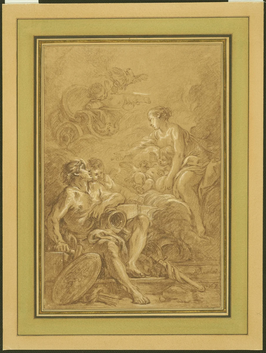 Venus Commanding Vulcan to Make Arms for Aeneas by François Boucher, drawing, 1767