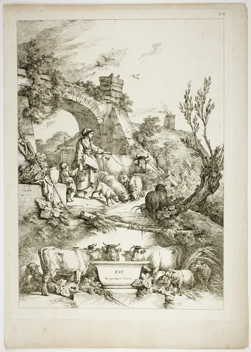 Plate 36 of 38 from Oeuvres de J. B. Huet by Jean Baptiste Huet, print, 1796-1799