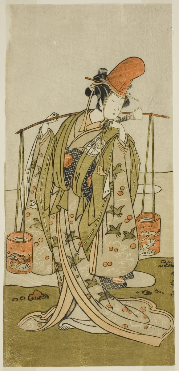 The Actor Segawa Kitsuji III as Murasame in the Play Gohiiki Kanjincho, Performed at the Nakamura Theater in the Eleventh Month, 1773 by Katsukawa Shunsho (勝川 春章), print, 1768-1778