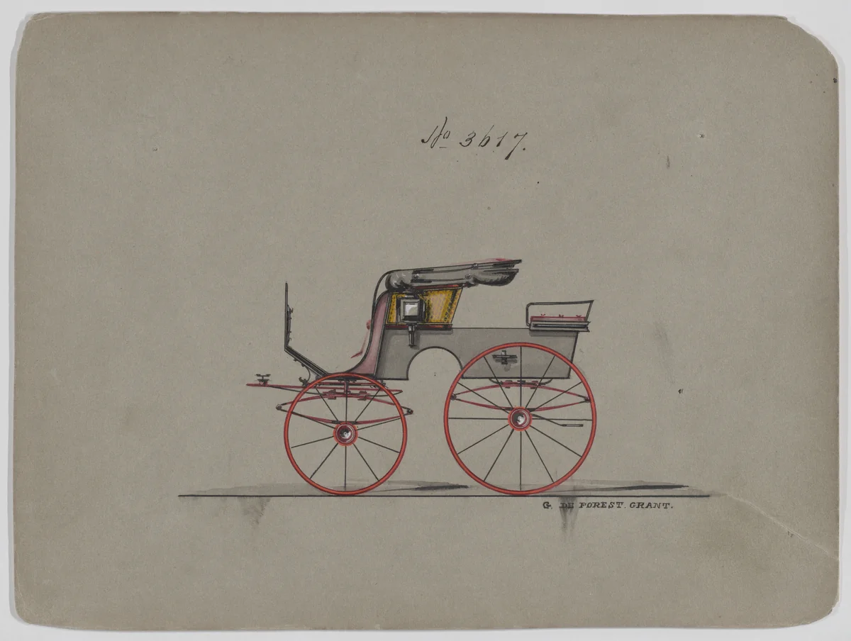 Design for 4 Seat Phaeton, no. 3617 by Brewster & Co., drawing, 1880