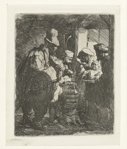 The strolling musicians by Rembrandt van Rijn, print, 1850-1906